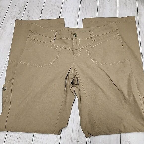 Athleta Active Hiking Pants Zip/Drawstring Tie Mesh Lined Pockets Flare Size 4P - Picture 1 of 14